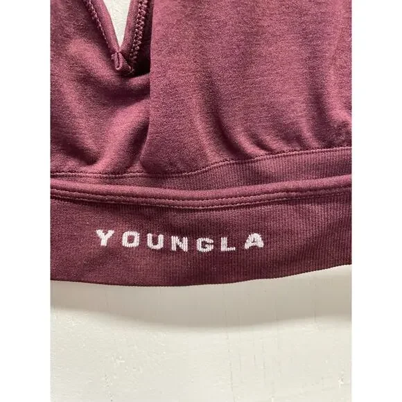 Young LA Women's Padded Halter Sports Bra Medium Maroon Color Activewear - Picture 5 of 6